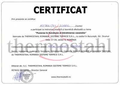 Certificat Thermostahl