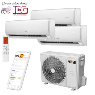 APARAT DE AER CONDITIONAT MULTISPLIT FERROLI GIADA 24.000 BTU WIFI functie incalzire, dezumidificare, mod Auto, mod Turbo, Follow Me, alb